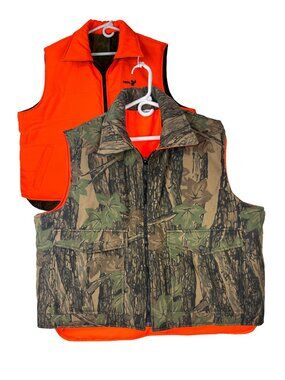NWT Vintage Winchester Reversible Hunting Vest XL Camo Trebark Blaze Orange